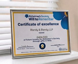 Blandy & Blandy Helps to Raise Significant Sum for Alzheimer's Society